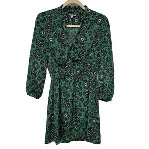 Juicy Couture Green Paisley Abstract Sheath Tunic Mini Dress Small